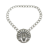 Coro Norseland Sterling Silver Peacock Statement Necklace Antique c1940s