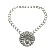 Coro Norseland Sterling Silver Peacock Statement Necklace Antique c1940s
