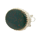 Victorian Sterling Silver & Bloodstone Agate Set Fob Pendant Antique c1890s