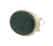 Victorian Sterling Silver & Bloodstone Agate Set Fob Pendant Antique c1890s