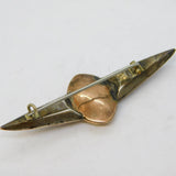 Georgian 9ct Gold, Silver & Black-Dot Paste Floral Urn Mourning Brooch Antique