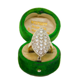 Gold On Sterling Silver CZ Set Ellipse Statement Ring Modern c1990 Size M 1/2