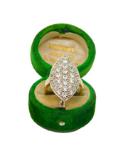 Gold On Sterling Silver CZ Set Ellipse Statement Ring Modern c1990 Size M 1/2