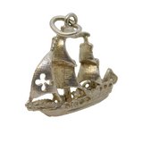 Sterling Silver Galleon Ship Charm Pendant Vintage c1970s