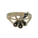 Sterling Silver Black Enamel Abstract Butterfly Ring Vintage c1970 Size N 1/2