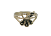 Sterling Silver Black Enamel Abstract Butterfly Ring Vintage c1970 Size N 1/2