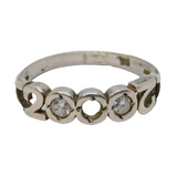 Sterling Silver Year 2000 Paste Set Band Dress Ring Vintage c1970 Size N 1/2