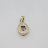 Sterling Silver Faceted Amethyst Oval Studio Charm Pendant Vintage c1970s