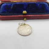 Sterling Silver Authentic Threepence Charm Pendant 1902