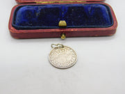 Sterling Silver Authentic Threepence Charm Pendant 1902