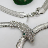 Silver Plated Snake Serpent Statement Costume Necklace Vintage c2000