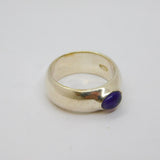 Sterling Silver Cabochon Amethyst Wide Band Studio Ring Modern c1997 Size M