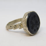 20th Century White Metal Ancient Style Onyx Centurion Intaglio Signet Ring c1920