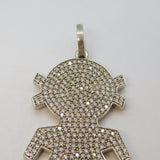 Large Sterling Silver & Sparkling Crystal Set Little Girl Pendant Vintage