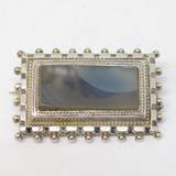 Victorian Sterling Silver & Agate Set Dress Brooch Pin Antique c1860