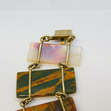 Victorian Scottish Sterling Silver Gilt Agate Set Panel Bracelet Antique c1880s