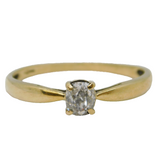 9ct Yellow Gold & 0.25ct Oval-Cut Diamond Soliatire Ring Vintage London