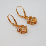 Pair of Sterling Silver Rose-Gold Gilt Crystal Leverback Earrings Modern c2010