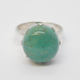Sterling Silver Cabochon Blue Turquoise Statement Ring Vintage c1990