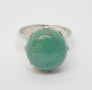 Sterling Silver Cabochon Blue Turquoise Statement Ring Vintage c1990