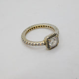 Sterling Silver CZ Square Front Dress Band Ring Contemporary c2010 Size J 1/2
