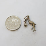 Sterling Silver Stork Carrying Baby Charm Pendant Vintage c1970s