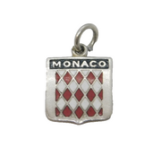 Sterling Silver Enamel Monaco Charm Pendant Vintage c1970