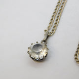 Victorian Sterling Silver & Paste Set Drop Pendant Necklace Antique c1880s