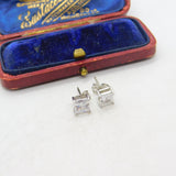 Pair of Sterling Silver Diamond Paste Square Stud Earrings Vintage c1970