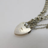 Sterling Silver Double-Link Charm Bracelet Heart Lock Clasp Vintage London