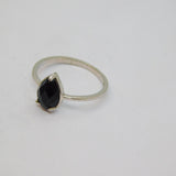 Sterling Silver Faceted Black Onyx Peardrop Dress Ring Vintage c1970 Size M