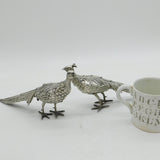 20th Century Spanish Pair of Sterling Silver Pheasants Antique c1920s Art Deco