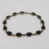 Sterling Silver & Onyx Set Panel Bracelet Vintage c1970s