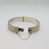 Sterling Silver Bark Effect Hinged Bangle Bracelet Vintage 1971 Birmingham