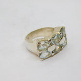 Sterling Silver 6 Blue Topaz Graduating Band Statement Ring Modern c2000 Size P