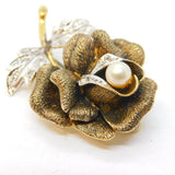 Sterling Silver Gilt & Paste Set Floral Spray Brooch Vintage c1970s