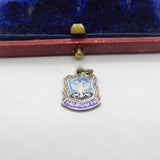 Sterling Silver and Enamel Falmouth Travel Shield Charm Pendant Vintage c1970