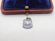 Sterling Silver and Enamel Falmouth Travel Shield Charm Pendant Vintage c1970