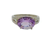 Sterling Silver Amethyst & White Topaz Cocktail Ring Vintage c1990 Size L 1/2