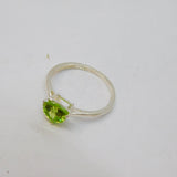 Sterling Silver Peridot Solitaire Dress Band Ring Modern c2000 Size M