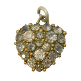 Victorian Gilt Metal & Paste Set Puffy Heart Drop Pendant Antique c1880s