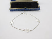 Sterling Silver Beaded Bracelet with Swirl Panels Vintage c1990 7.5" Length