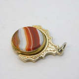 Victorian Gold Plated Floral Pattern Bloodstone & Agate Spinner Fob Antique