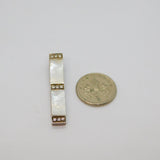 Sterling Silver Mother Of Pearl & Spinel Stick Drop Pendant Vintage c1970s