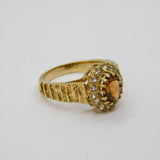 Gold On Sterling Silver Coloured Paste Textured Ring Vintage c1970 Size Q 1/2