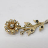Scandinavian .830 Silver & Paste Set Floral Brooch Pin Antique c1930 Art Deco