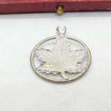 Sterling Silver Canada Canadian Maple Leaf Pendant Vintage c1970