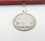 Sterling Silver Canada Canadian Maple Leaf Pendant Vintage c1970