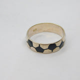Sterling Silver Black Enamel Honeycomb Style Band Ring Vintage c1970 Size S 1/2