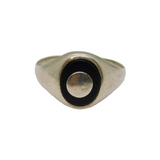 Sterling Silver Black Onyx Agate Studio Signet Band Ring Vintage c1970 Size W